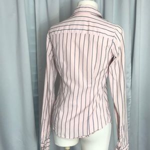 Pink button up fitted. Small stretchy